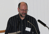Photo of George Smith accepting the award at the SRSGs' annual conference, Perth, February 2012. Photo by R. Tingay.